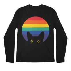 Peeking Cat In Rainbow Circle Premium Long Sleeve T-Shirts VTM0166