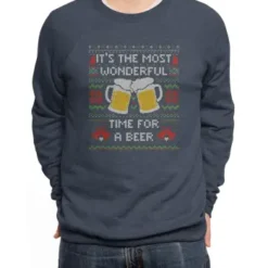It’S The Most Wonderful Time For A Beer - Christmas Funny Quote Gift Premium Sweatshirt VTM0308