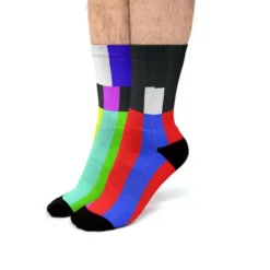 Smpte Tv Color Bars Test Pattern Fit Crew Socks VTM0651