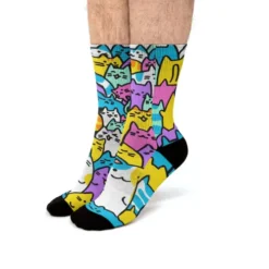 Doodletown Kitties - Neon Fit Crew Socks VTM0670