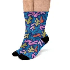 Blue Coral Kelp Pattern Fit Crew Socks VTM0710