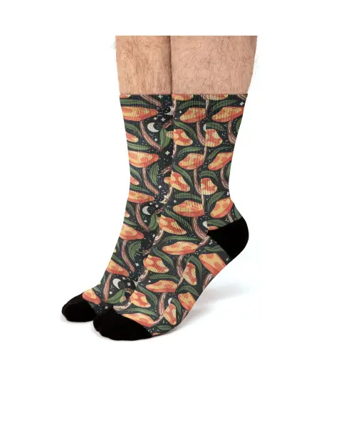 Funky Celestial Mushrooms Fit Crew Socks VTM0713