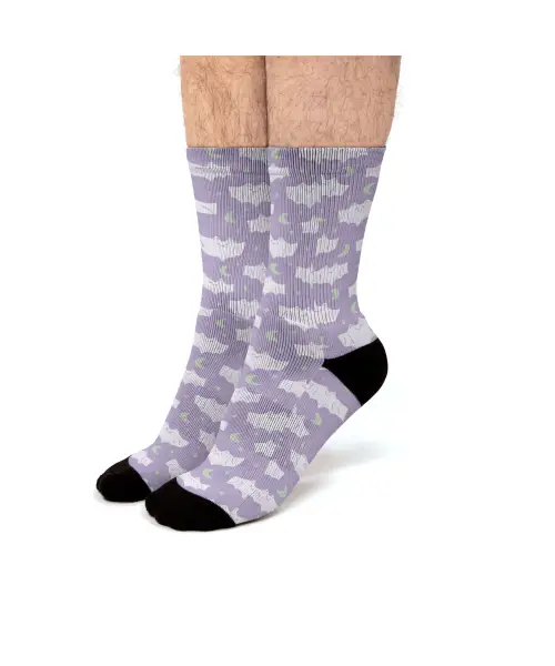 Vampire Ghost Bats - Purple Fit Crew Socks VTM0714