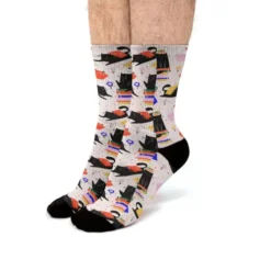 Cats And Books And Flowers Pattern Fit Crew Socks VTM0771