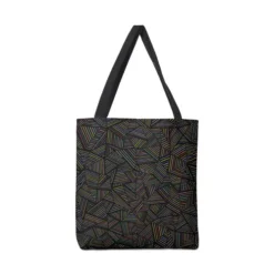 Ab Linear Rainbow Black Canvas Tote Bags VTM0825