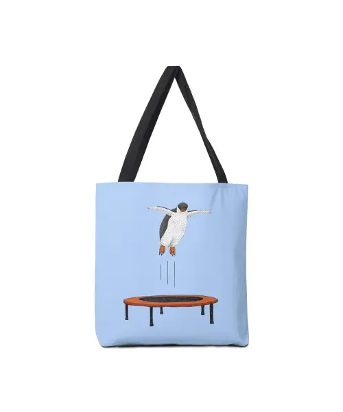 Penguin On A Trampoline Canvas Tote Bags VTM0849