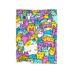 Doodletown Kitties - Neon Premium Fleece Blanket VTM0915