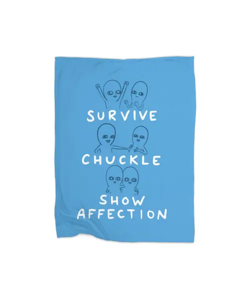Strange Planet Special Product: Survive Chuckle Show Affection Characters Premium Fleece Blanket VTM0922