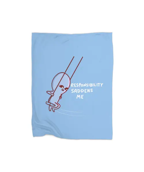 Strange Planet Special Product: Responsibility Saddens Me Premium Fleece Blanket VTM0926