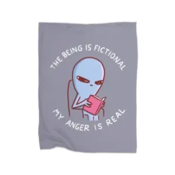 Strange Planet Special Product: The Being Is Fictional My Anger Is Real Premium Fleece Blanket VTM0951