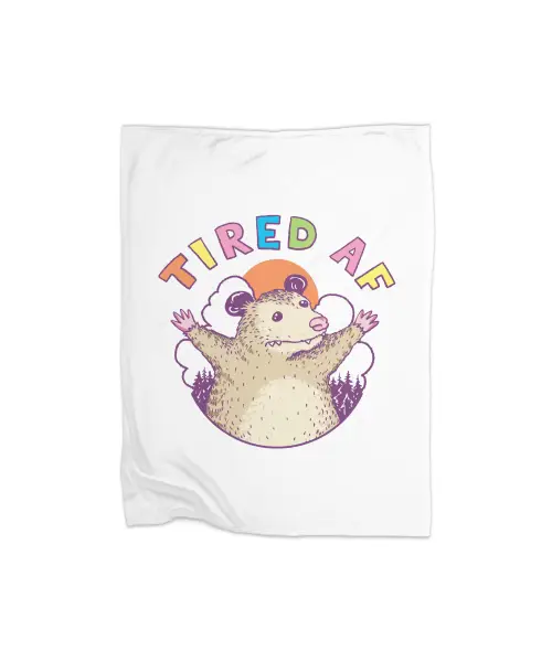 Tired Af Opossum Premium Fleece Blanket VTM0969