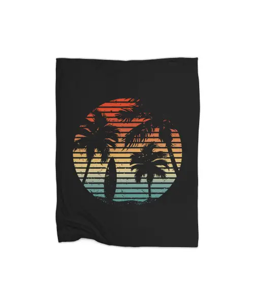 Retro Surf Sunset Premium Fleece Blanket VTM0988