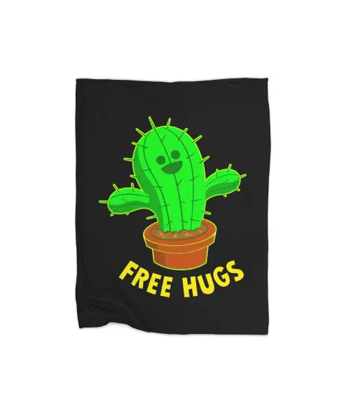 Cactus Free Hugs Premium Fleece Blanket VTM1018
