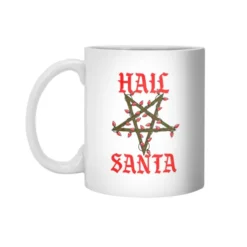 Hail Santa Holiday Pentagram Christmas Lights Metal Xmas White 11Oz Ceramic Mug VTM1247